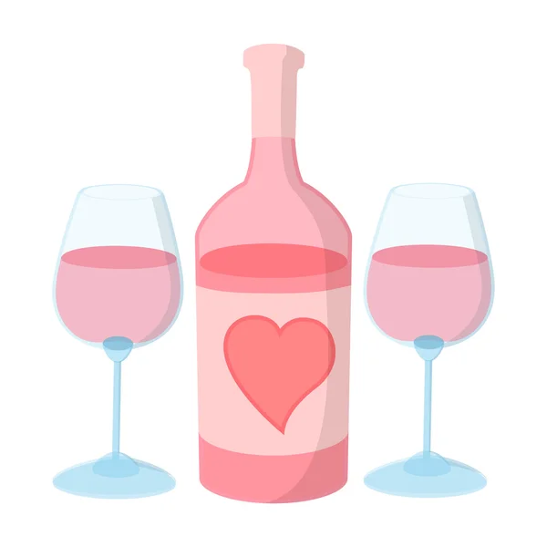 Bouteille de vin avec deux verres à vin — Image vectorielle