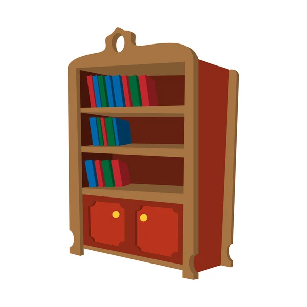 Wooden bookcase cartoon icon — Stock Vector