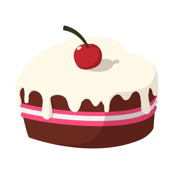 Schokoladenkuchen mit Kirschkernsymbol — Stockvektor