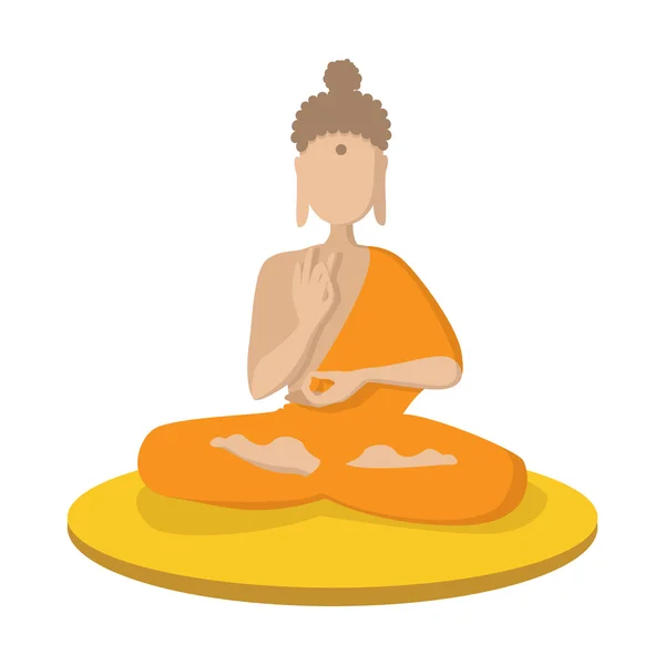 Egy szerzetes, meditál, a lótusz helyzet-ikon — Stock Vector