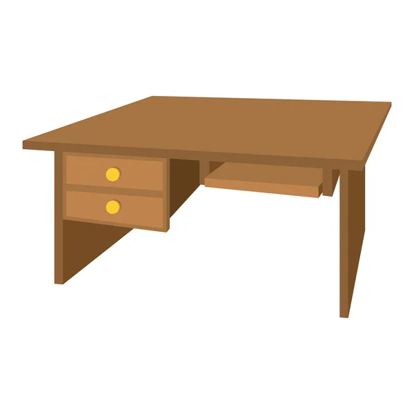 Het pictogram van de tekenfilm van houten bureau Bureau — Stockvector