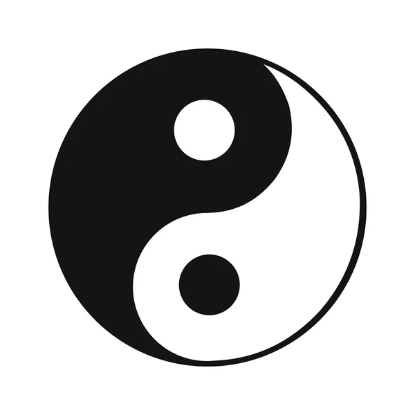 Ying yang fekete egyszerű ikon — Stock Vector