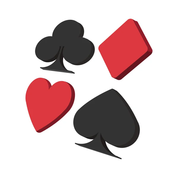 Juego de cartas en negro y rojo icono de dibujos animados — Vector de stock