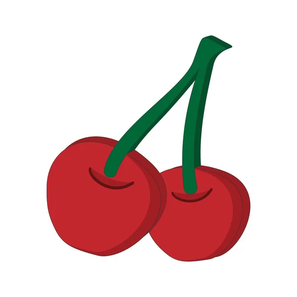 Un par de cerezas rojas icono de dibujos animados — Archivo Imágenes Vectoriales