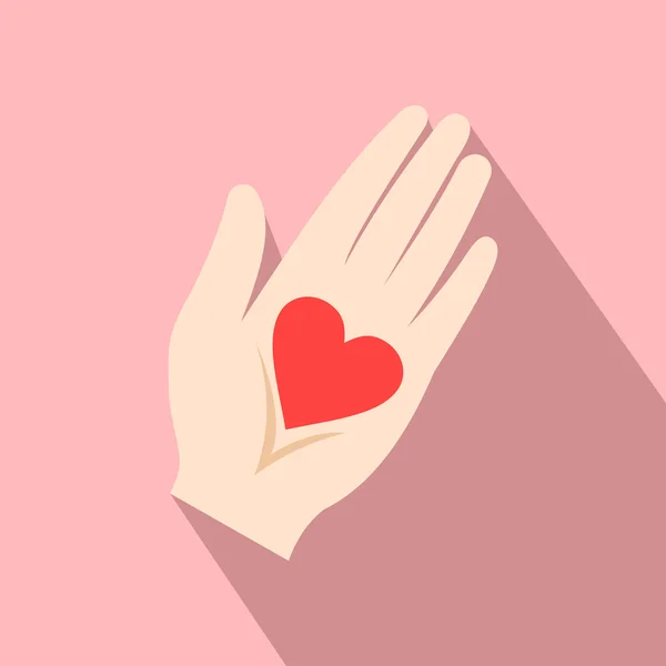 Coração em um ícone de mão plana —  Vetores de Stock