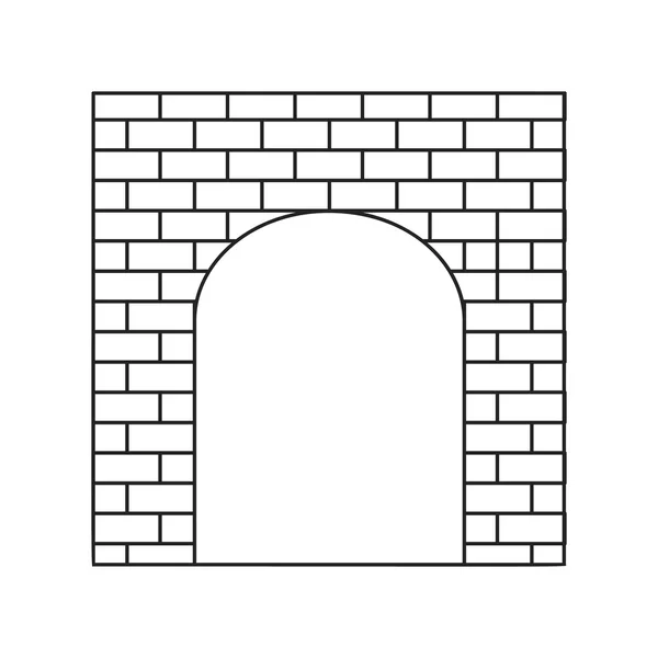 Un viejo icono de línea delgada puerta de ladrillo — Vector de stock