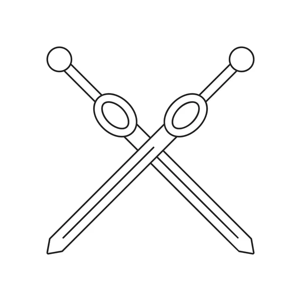 Cruz rapiers delgada línea icono — Vector de stock