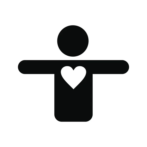 Silhouette di un uomo con un'icona del cuore — Vettoriale Stock