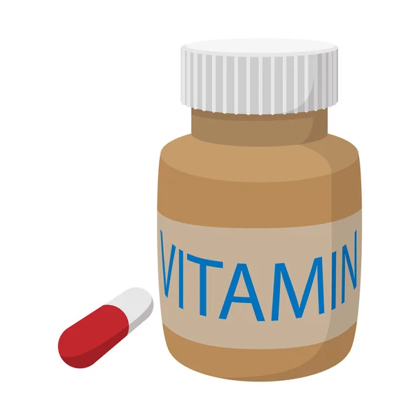 Vitamin capsules in tne bottle cartoon icon — Stock Vector