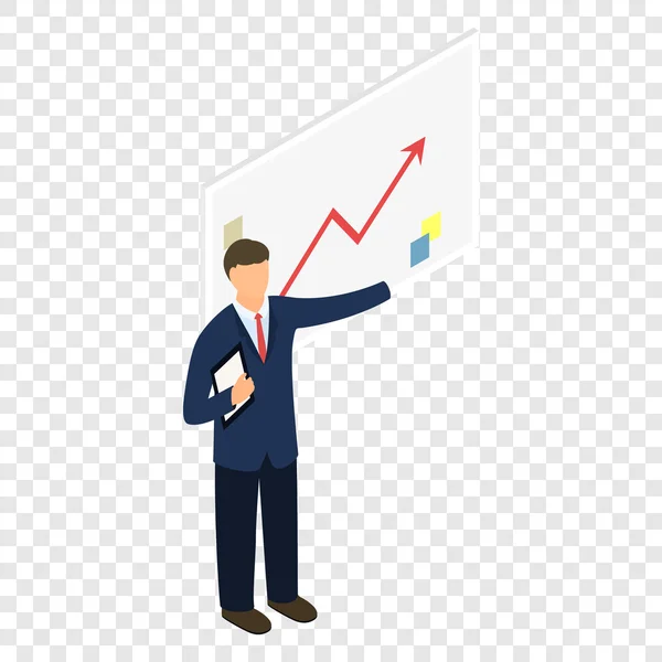 Isometrischer Mann mit Diagramm — Stockvektor