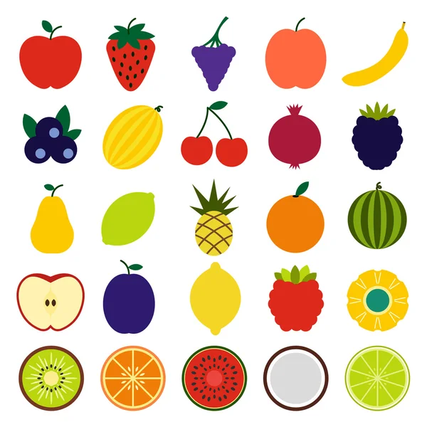 Fruits flat icons — Stock Vector