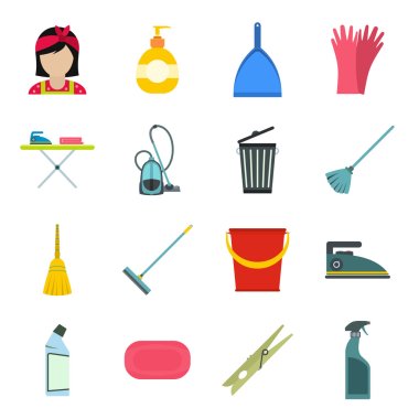 Cleaning flat icons clipart