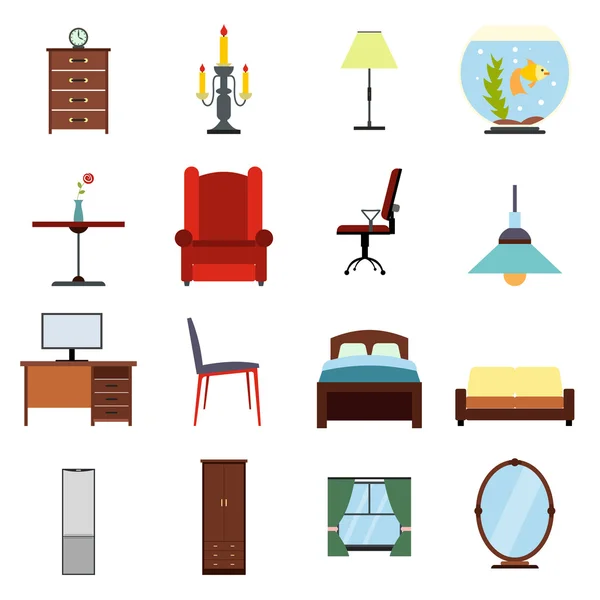 Set icone piatte per mobili — Vettoriale Stock