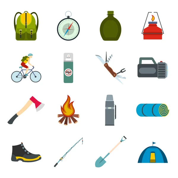 Camping flat icons — Stock Vector