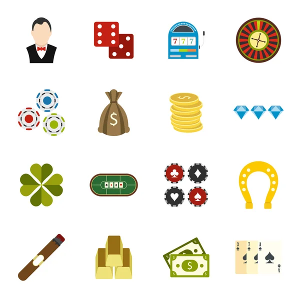 Casino Apartamento iconos — Vector de stock