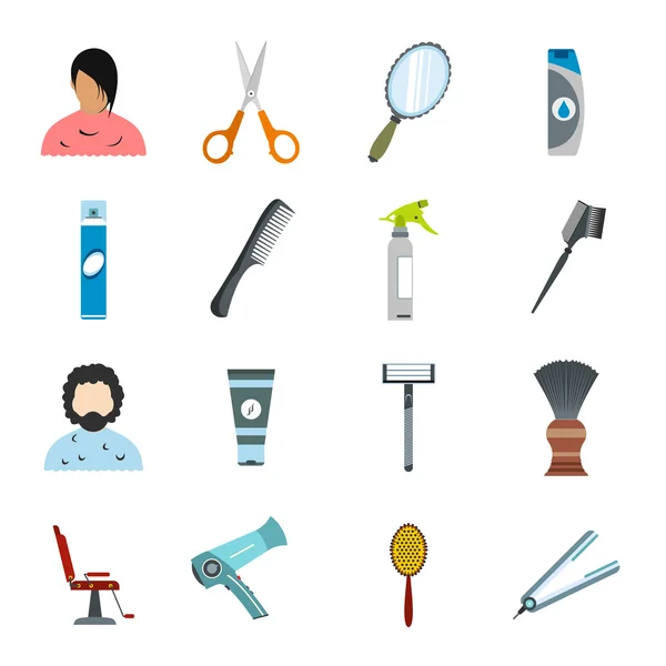 Hairdressing flat icons set — Stock Vector