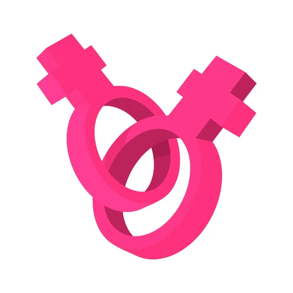 Two female gender symbols cartoon icon — Stock Vector