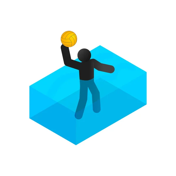 Κολυμβητής παίζει πόλο ισομετρική εικονίδιο 3d — Διανυσματικό Αρχείο
