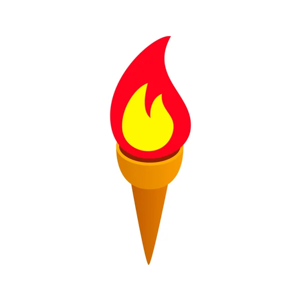 Burning torch isometric 3d icon — Stock Vector