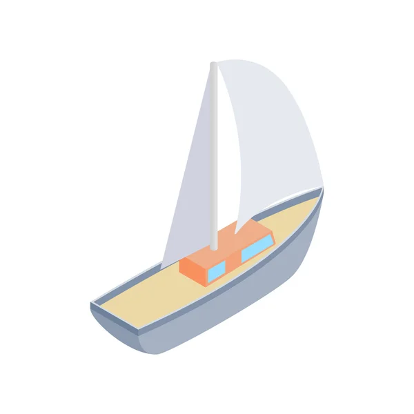 Sailing yacht race isometric 3d icon — Stock Vector