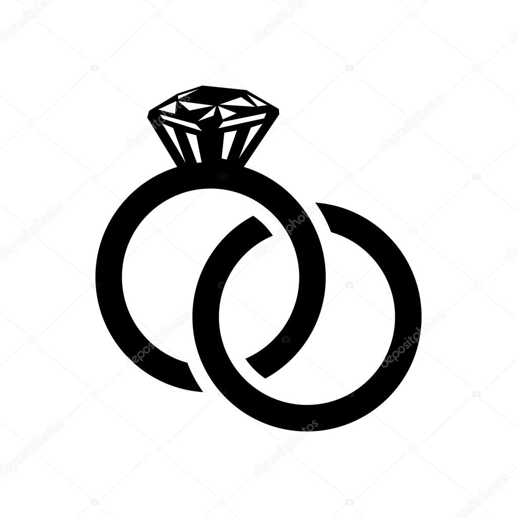 Wedding rings simple icon