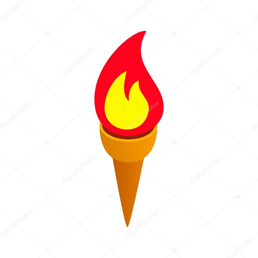 Burning torch isometric 3d icon