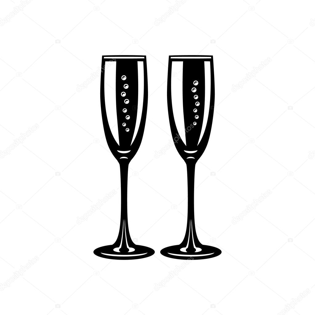 Two glasses champagne simple icon