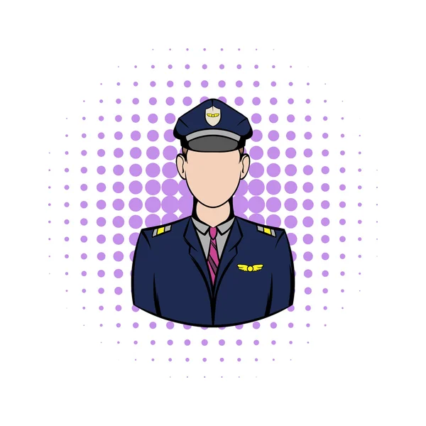 Kapitein van het vliegtuig strips pictogram — Stockvector