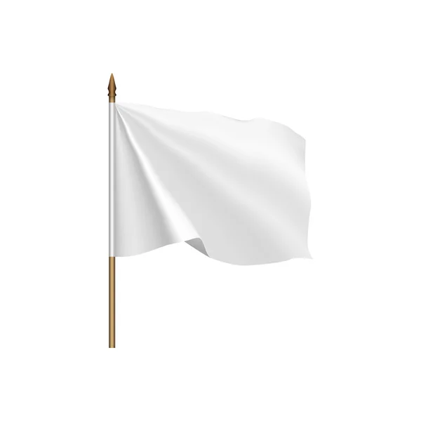 Bandera blanca ondeando en el viento — Vector de stock