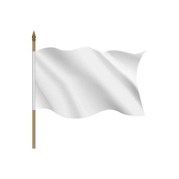 Bandera blanca ondeando en el viento — Vector de stock