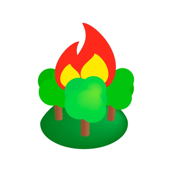 La quema de árboles forestales ícono isométrico 3d — Vector de stock