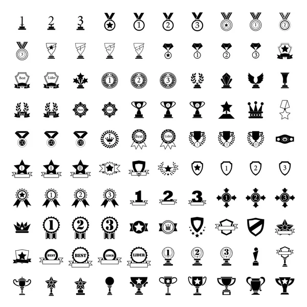 100 Medals and trophies icons — Stock Vector