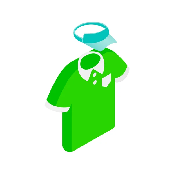 Zelený muž polo tričko a modré víčko izometrické ikony — Stockový vektor