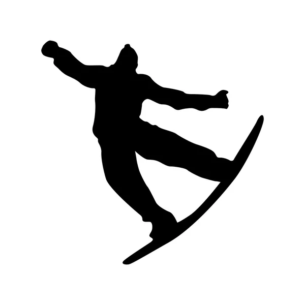 Snowboard siyah siluet — Stok Vektör