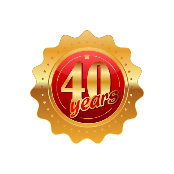 40 years anniversary golden label — Stock Vector