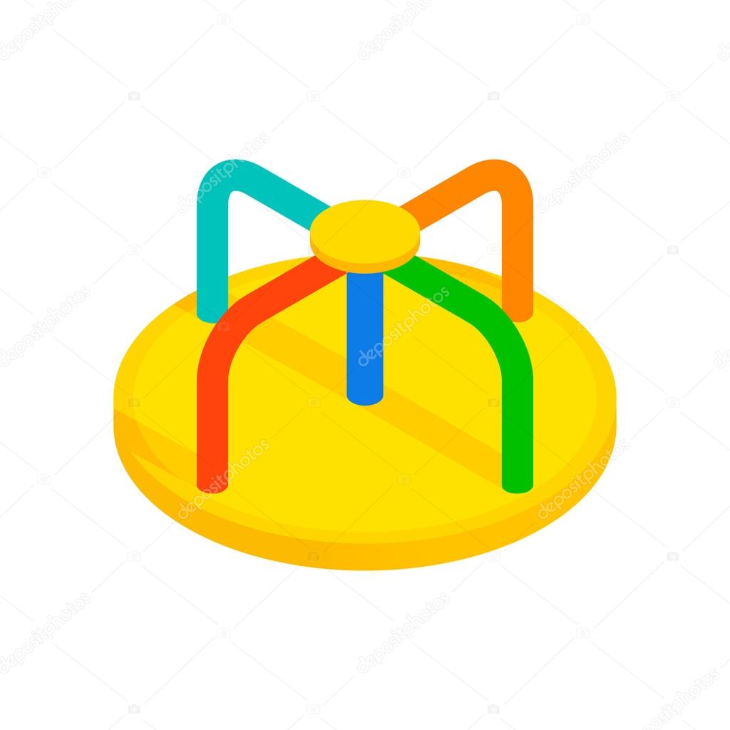Colorful merry-go-round isometric 3d icon