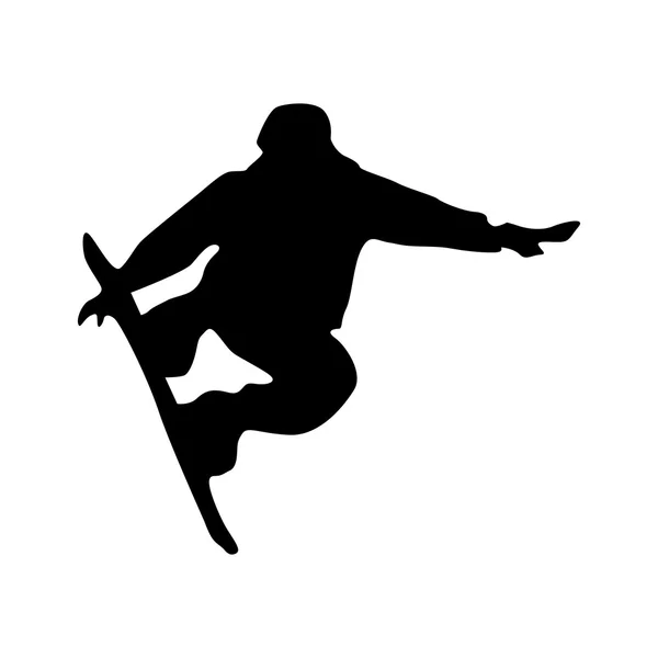 Snowboardzista czarna sylwetka — Wektor stockowy