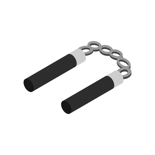 Nunchaku arma isométrica 3d icono — Vector de stock