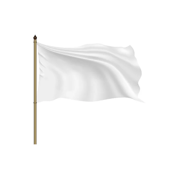 Bandera blanca ondeando en el viento — Vector de stock