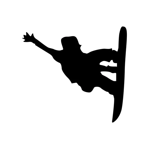 Silueta negra snowboarder — Vector de stock