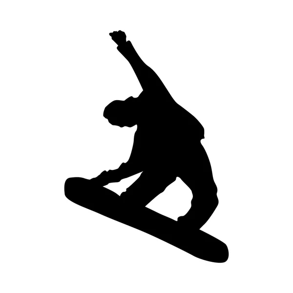 Snowboardåkare svart siluett — Stock vektor