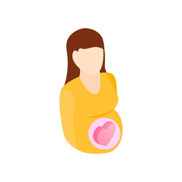 Mujer embarazada ícono isométrico 3d — Vector de stock