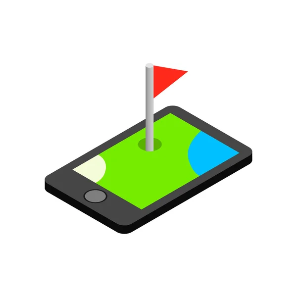 Telefoonpictogram met een golf isometrische 3d vlagpictogram — Stockvector