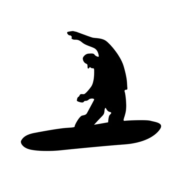 Snowboarder silhouette noire — Image vectorielle