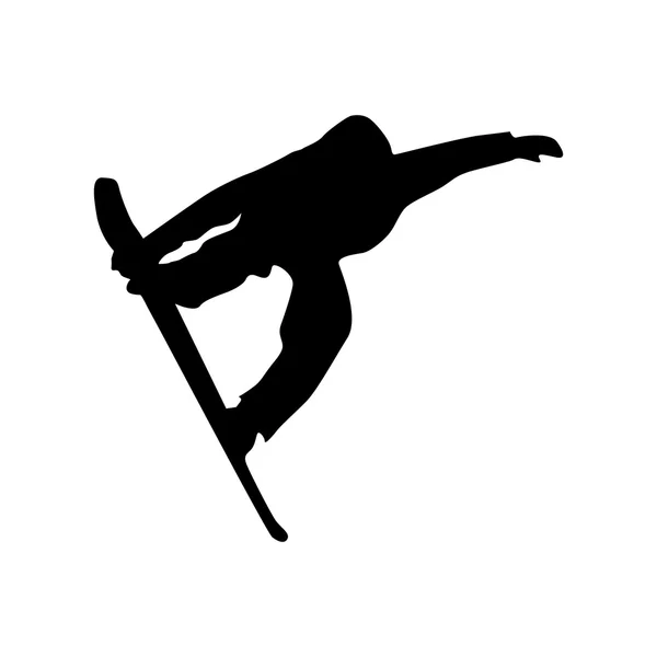 Snowboardista černá silueta — Stockový vektor