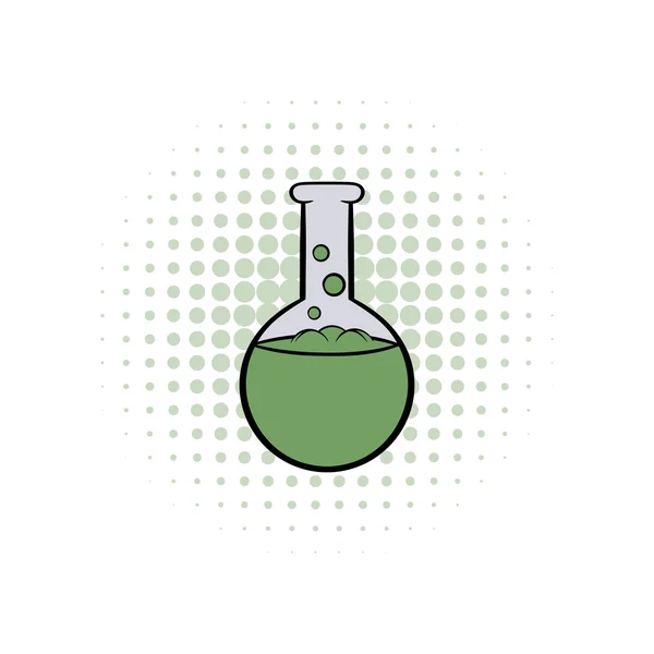 Flask with liquid comics icon — Stock Vector