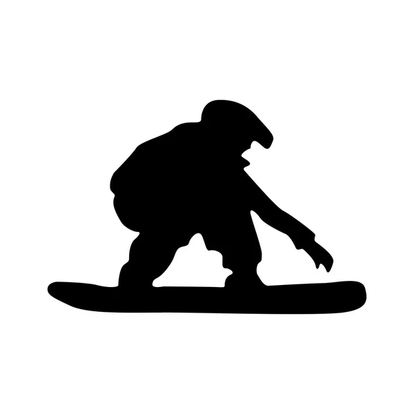 Silueta negra snowboarder — Vector de stock