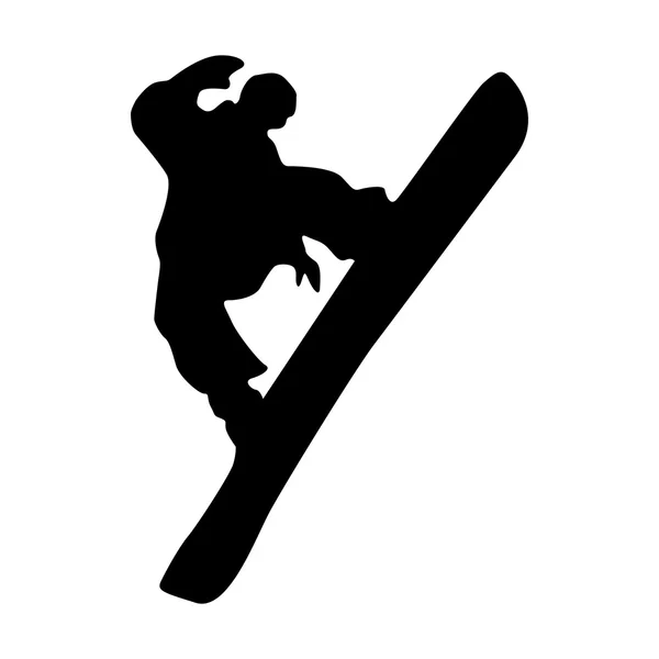 Snowboardista černá silueta — Stockový vektor