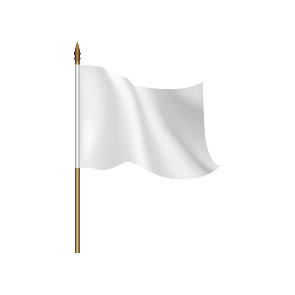 Bandera blanca ondeando en el viento — Vector de stock