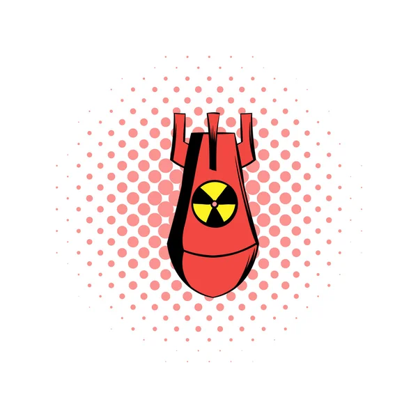 Bomba atomica rossa icona fumetti — Vettoriale Stock